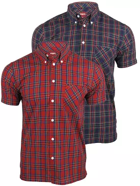 Merc London Men's 'Mack' Tartan Check Shirt - Short Sleeved