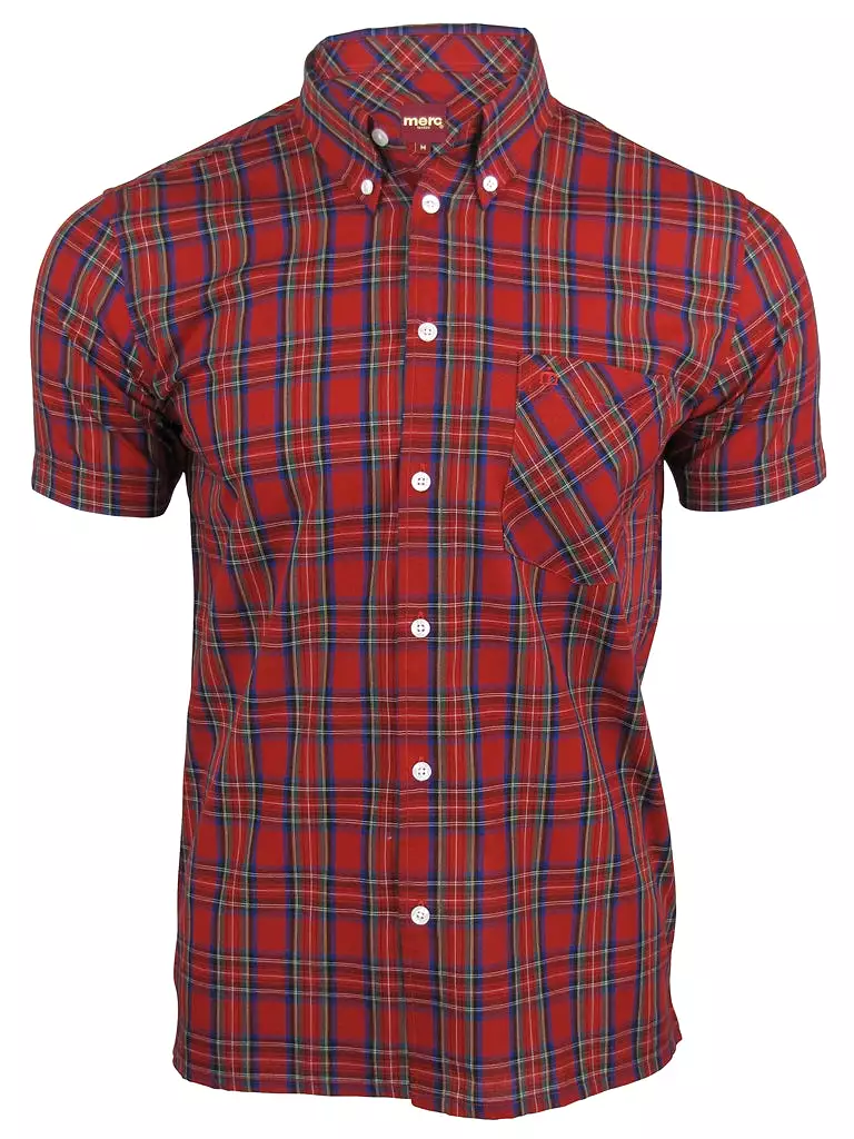 Merc London Men's 'Mack' Tartan Check Shirt - Short Sleeved