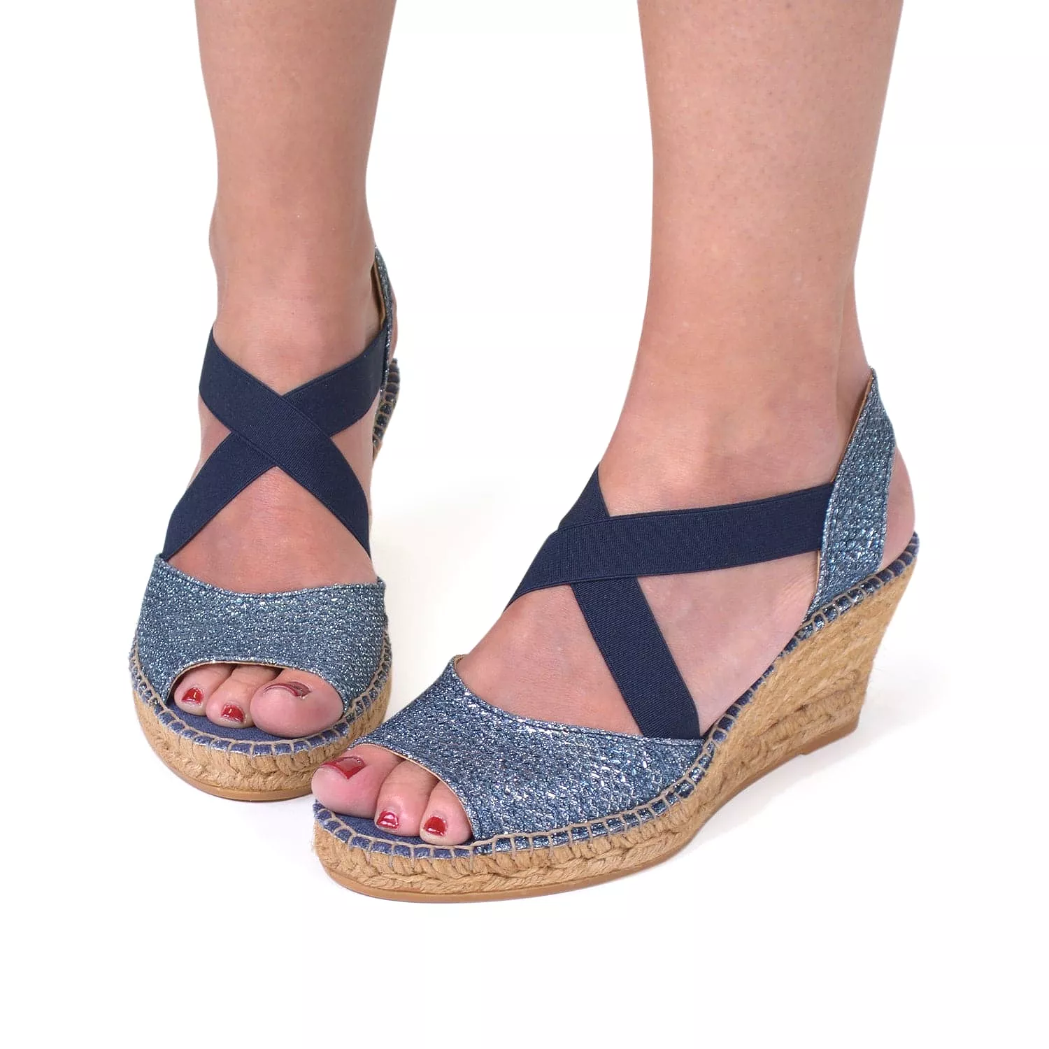 Metallic Cotton Blend Wedge Espadrille for Women - Sol-S