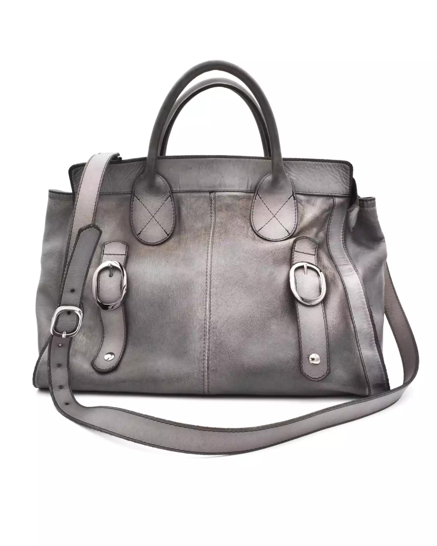 Numero 10 Dove Grey Large Leather Handbag Made in Italy