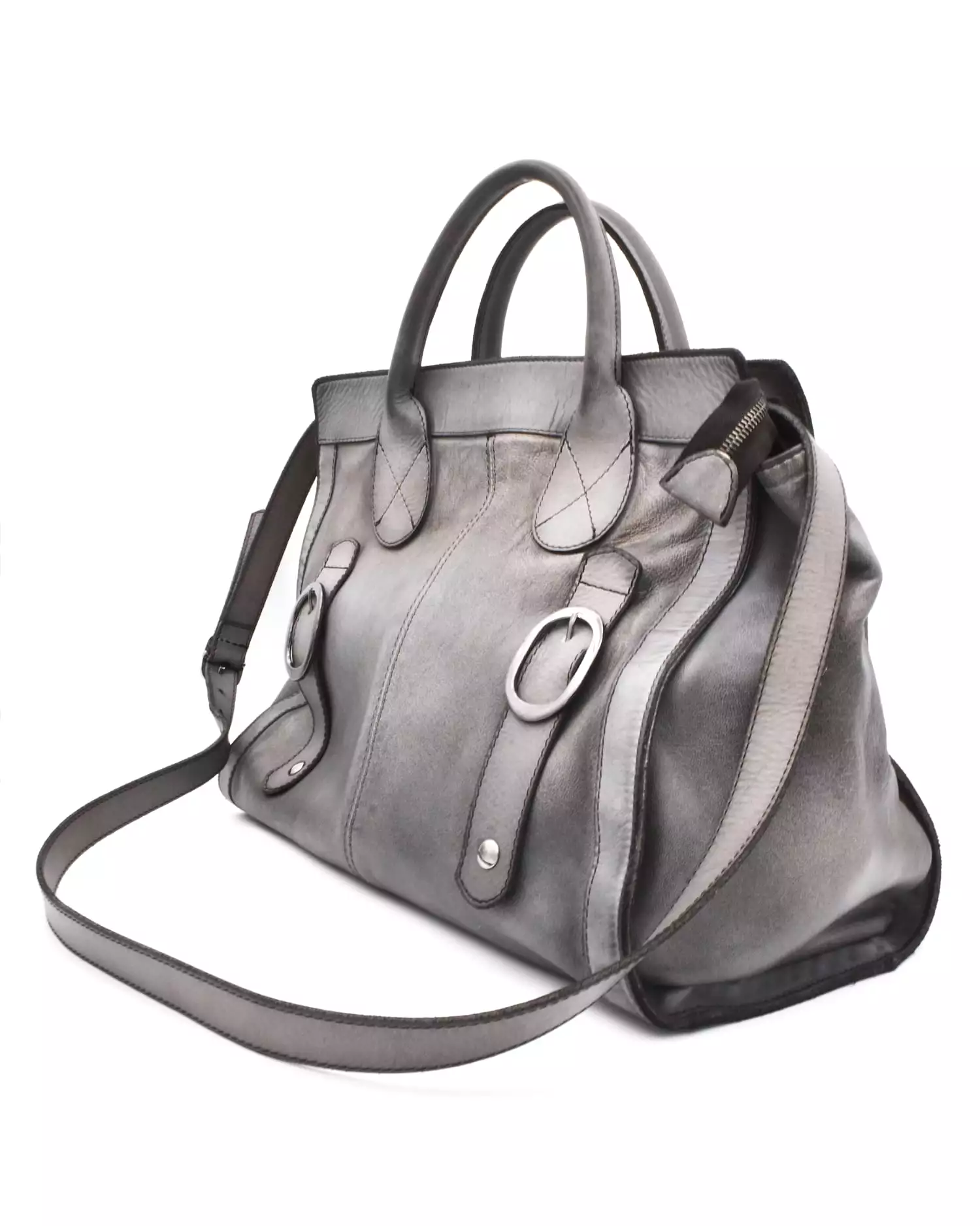 Numero 10 Dove Grey Large Leather Handbag Made in Italy