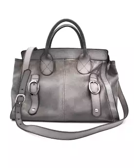 Numero 10 Dove Grey Large Leather Handbag Made in Italy