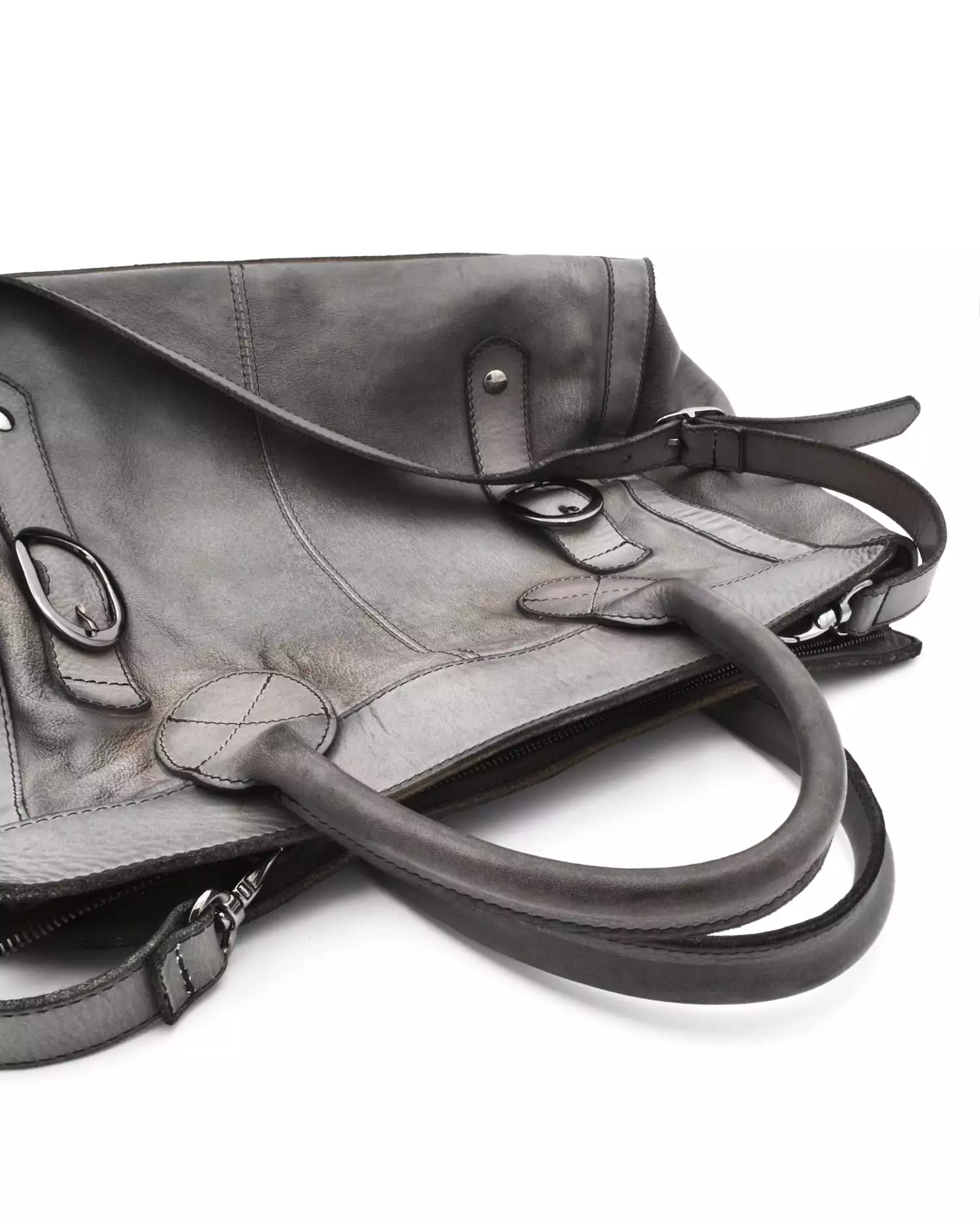 Numero 10 Dove Grey Large Leather Handbag Made in Italy