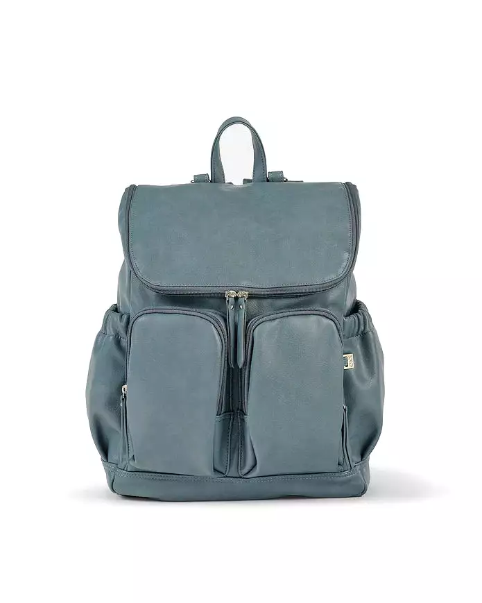 OiOi Signature Nappy Backpack - Stone Blue Vegan Leather