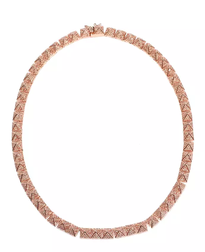 Pave Pyramid Necklace, Rose Gold