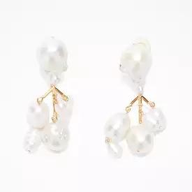 Pearl Cluster Earrings, Gold