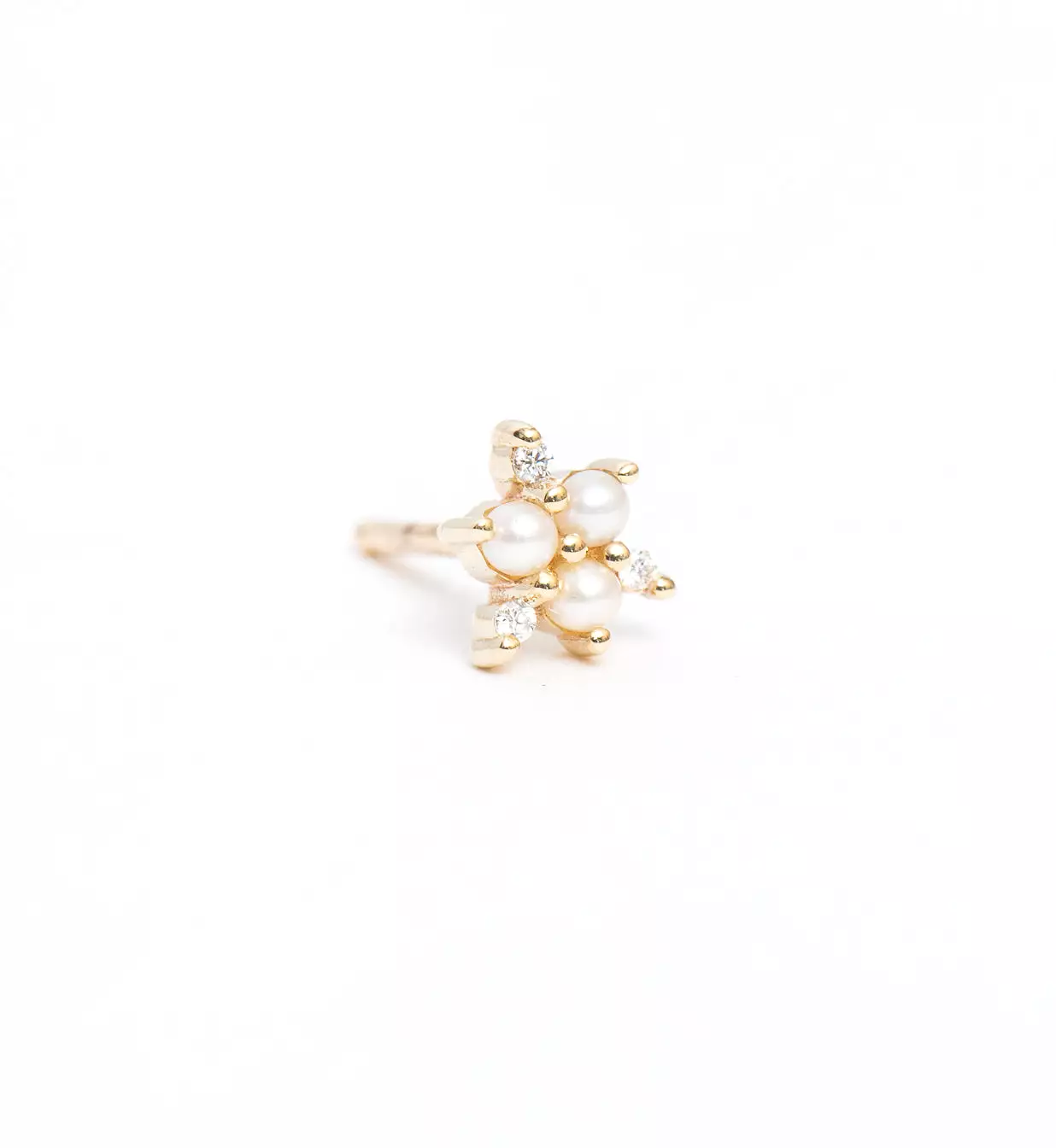 Pearl Diamond Snowflake Stud