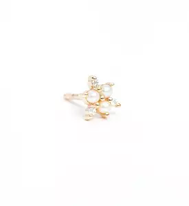 Pearl Diamond Snowflake Stud