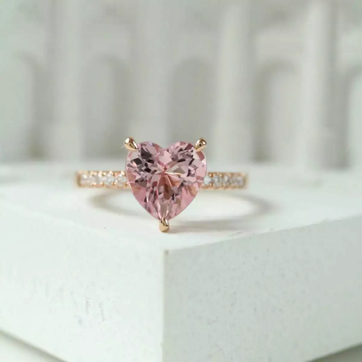 Pink Paris Heart 925 Ring LIN41