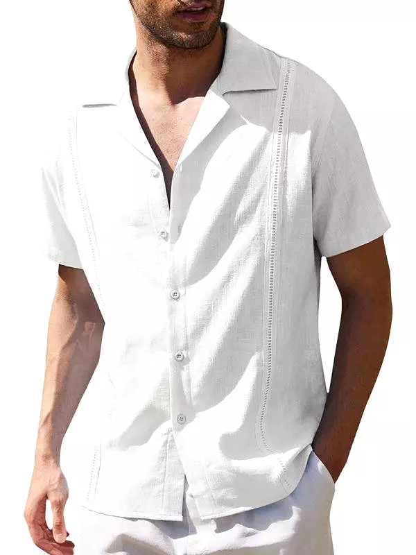 Plain Stitched Linen Shirt for Men