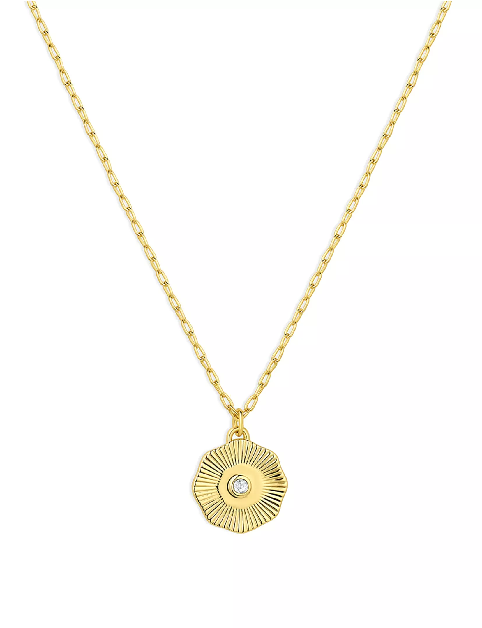 Power Birthstone Coin Necklace (April), Gold/White Topaz