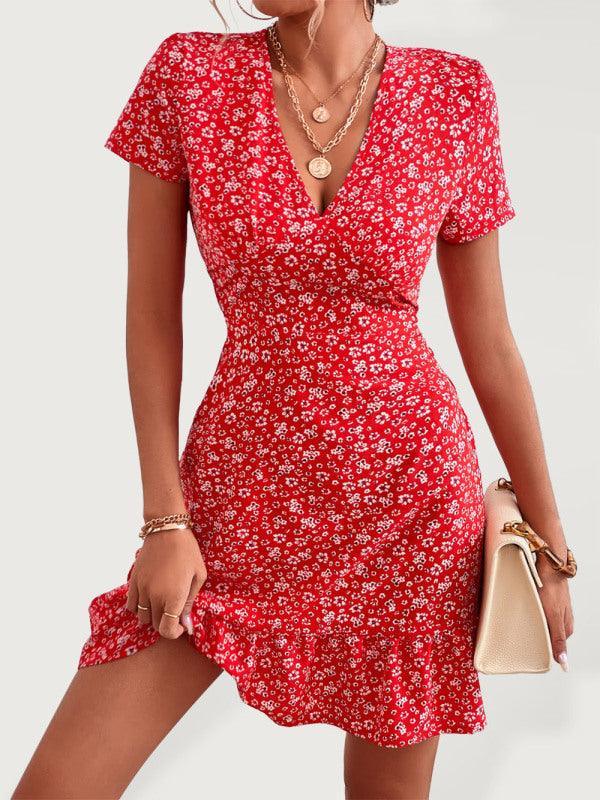 Printed Short Sleeve Mini Day Dress