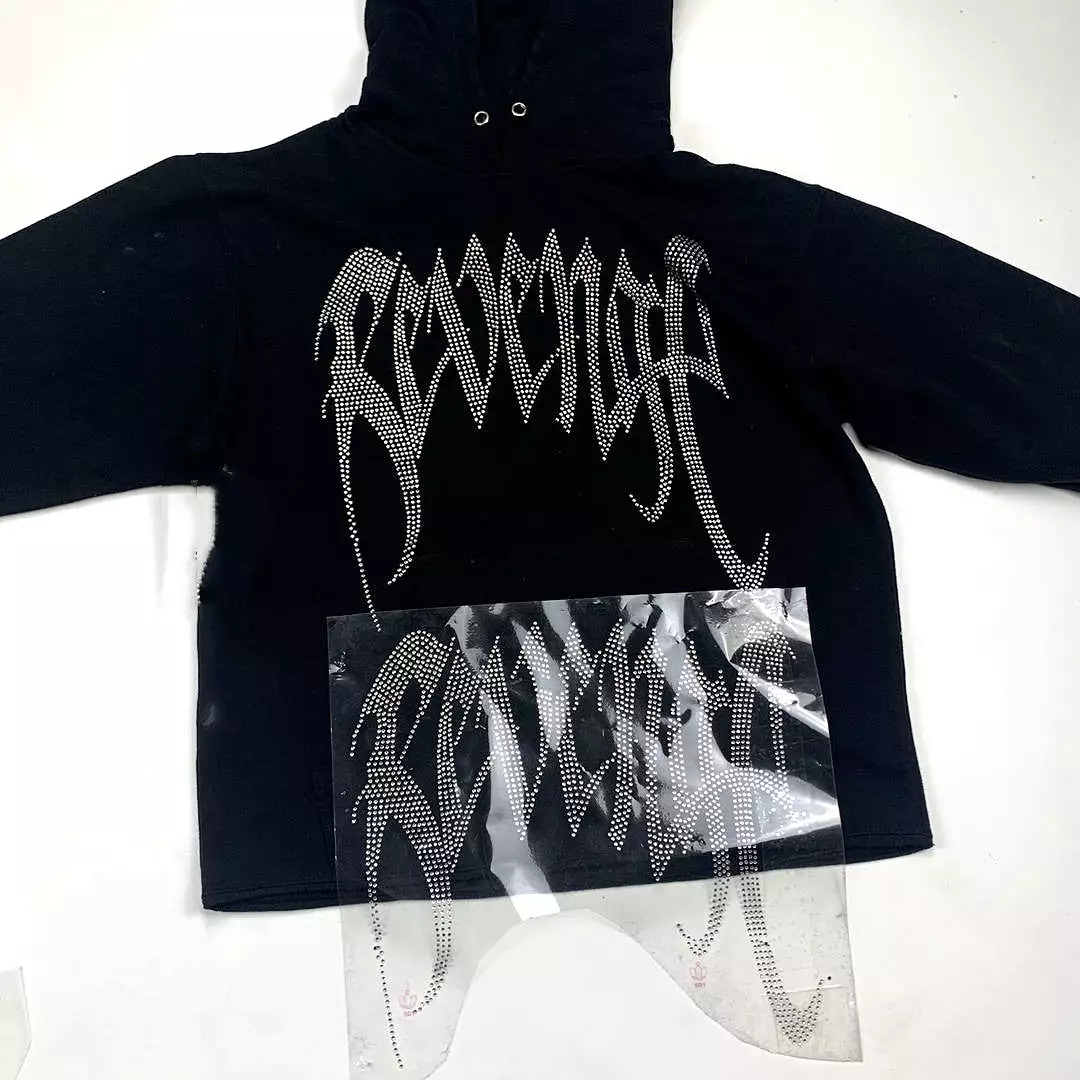 REVENGE Diamond Black Hoodie Rhinestone Hoodie