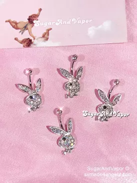 Rhinestones Bunny Head Belly Ring