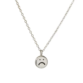 Sad Face Necklace - Sterling Silver