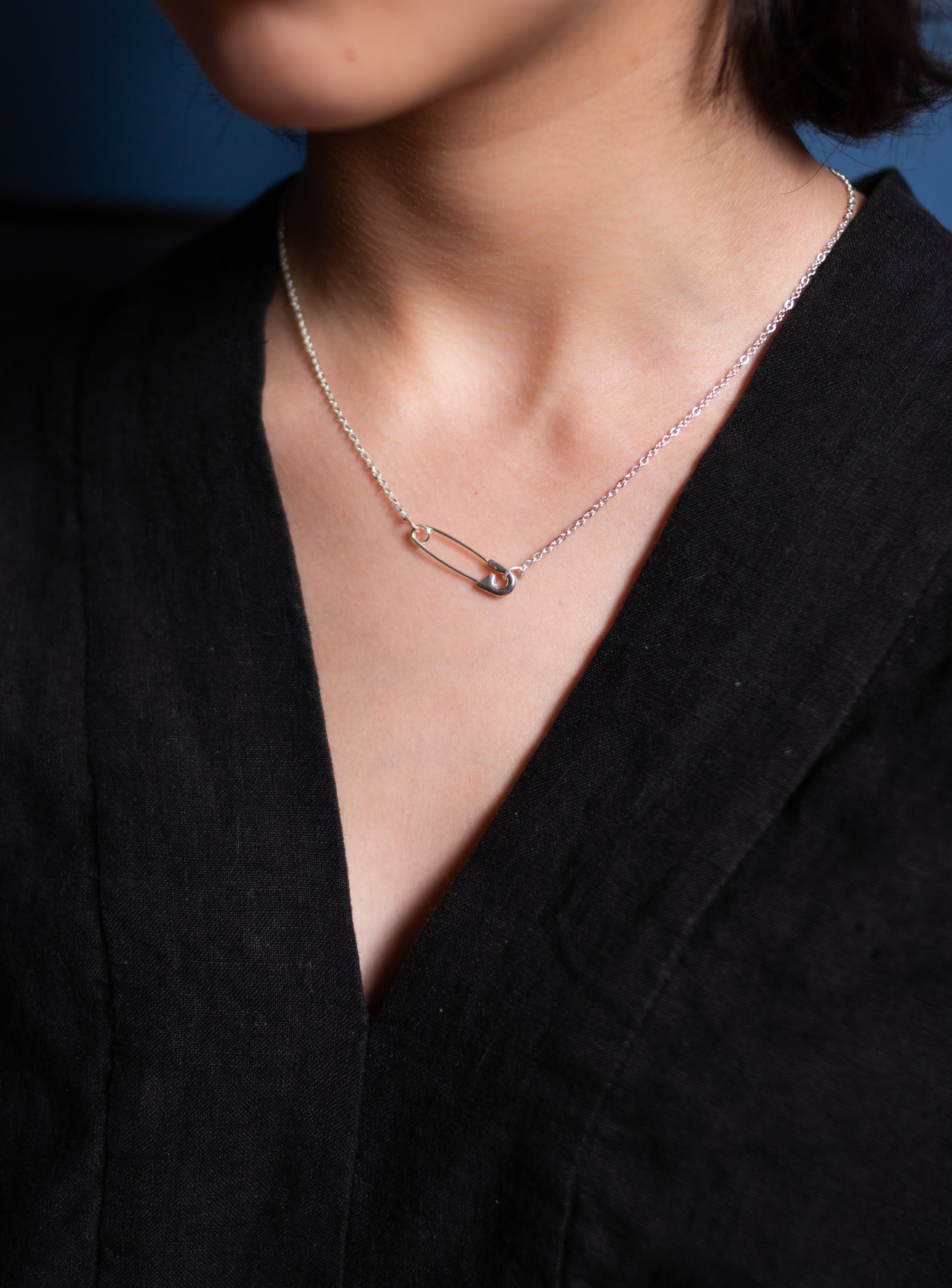 Safety Pin Necklace - Sterling Silver