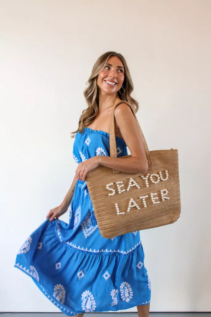 Sea You Later Raffia Bag