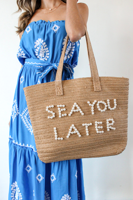 Sea You Later Raffia Bag