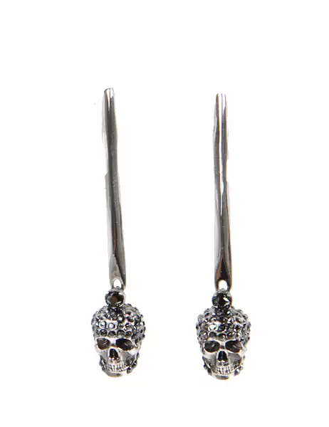 Skull Stick Earrings, Hematite