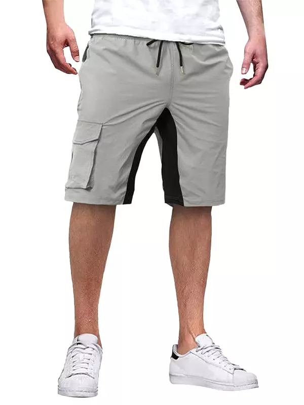 Solid Drawstring Men Cargo Shorts