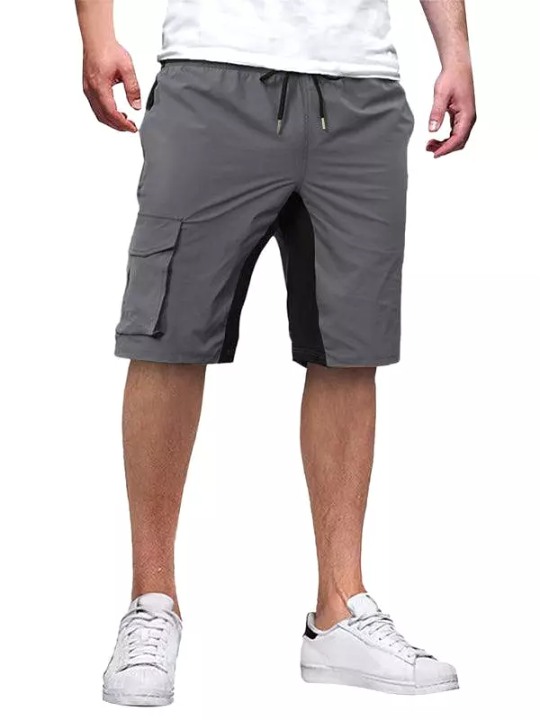 Solid Drawstring Men Cargo Shorts