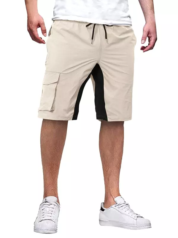 Solid Drawstring Men Cargo Shorts