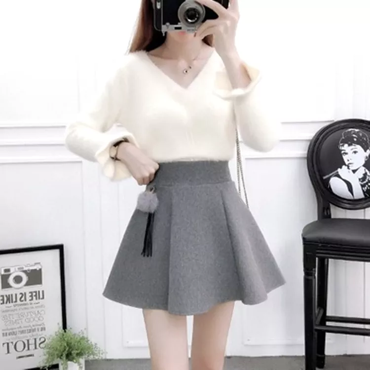 Sweet Woolen Skirt / Sweater AD12827