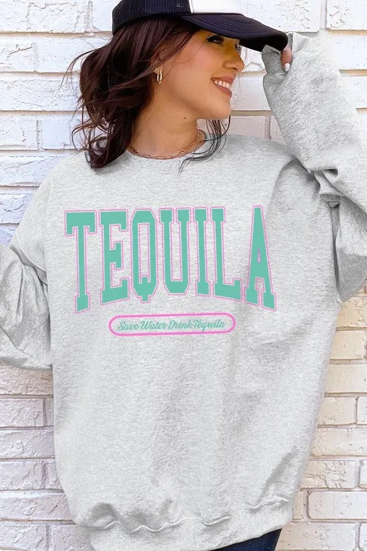 Tequila Drink Oversized Graphic Fleece Sweatshirts