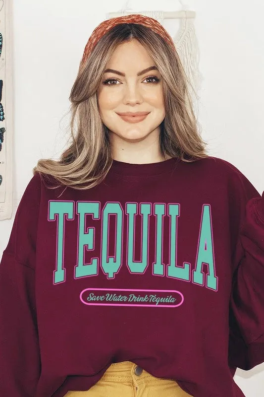 Tequila Drink Oversized Graphic Fleece Sweatshirts