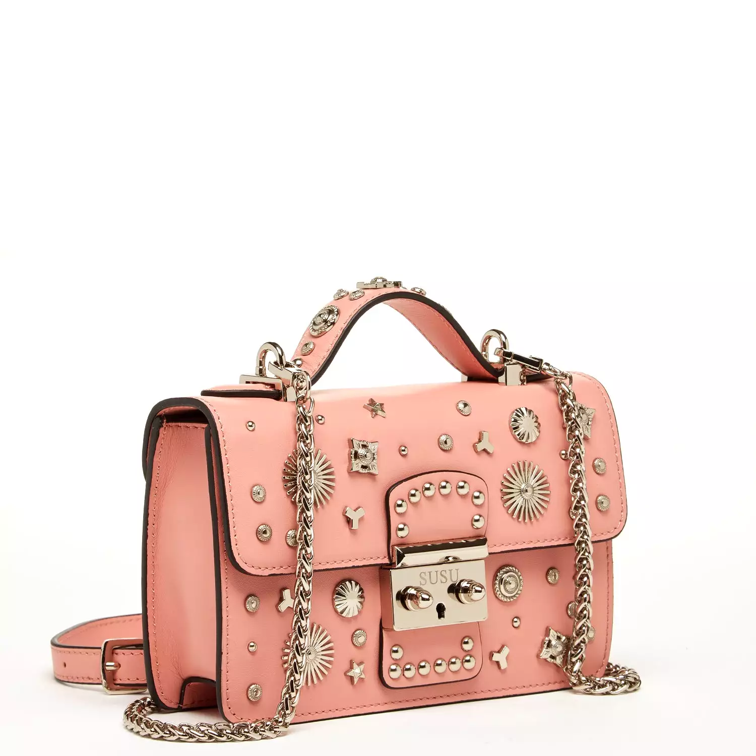 The Hollywood Small Leather Bag Pale Pink