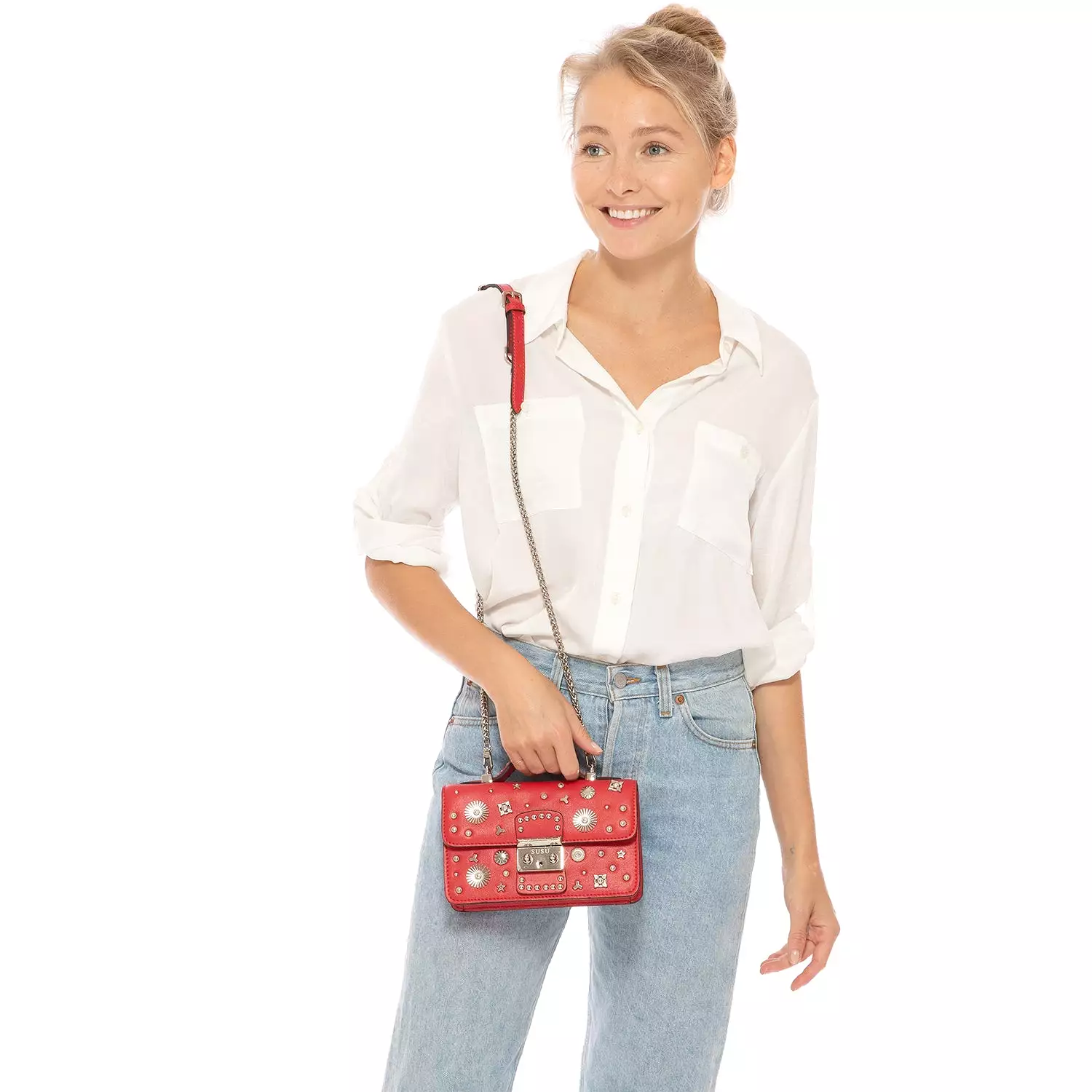 The Hollywood Small Leather Bag Red