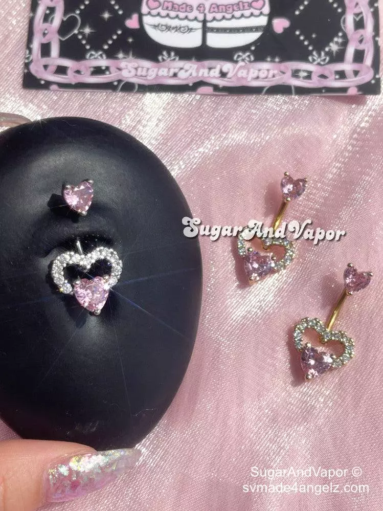 Tilly Bling Pink Heart Belly Ring