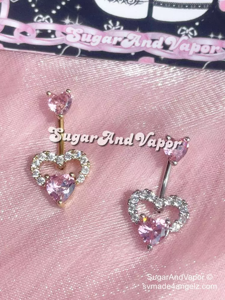 Tilly Bling Pink Heart Belly Ring