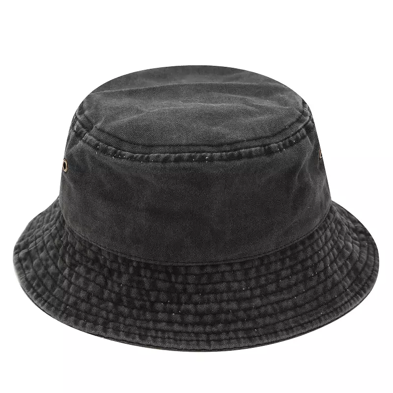 Unisex Washed Canvas Solid Color Bucket Hat