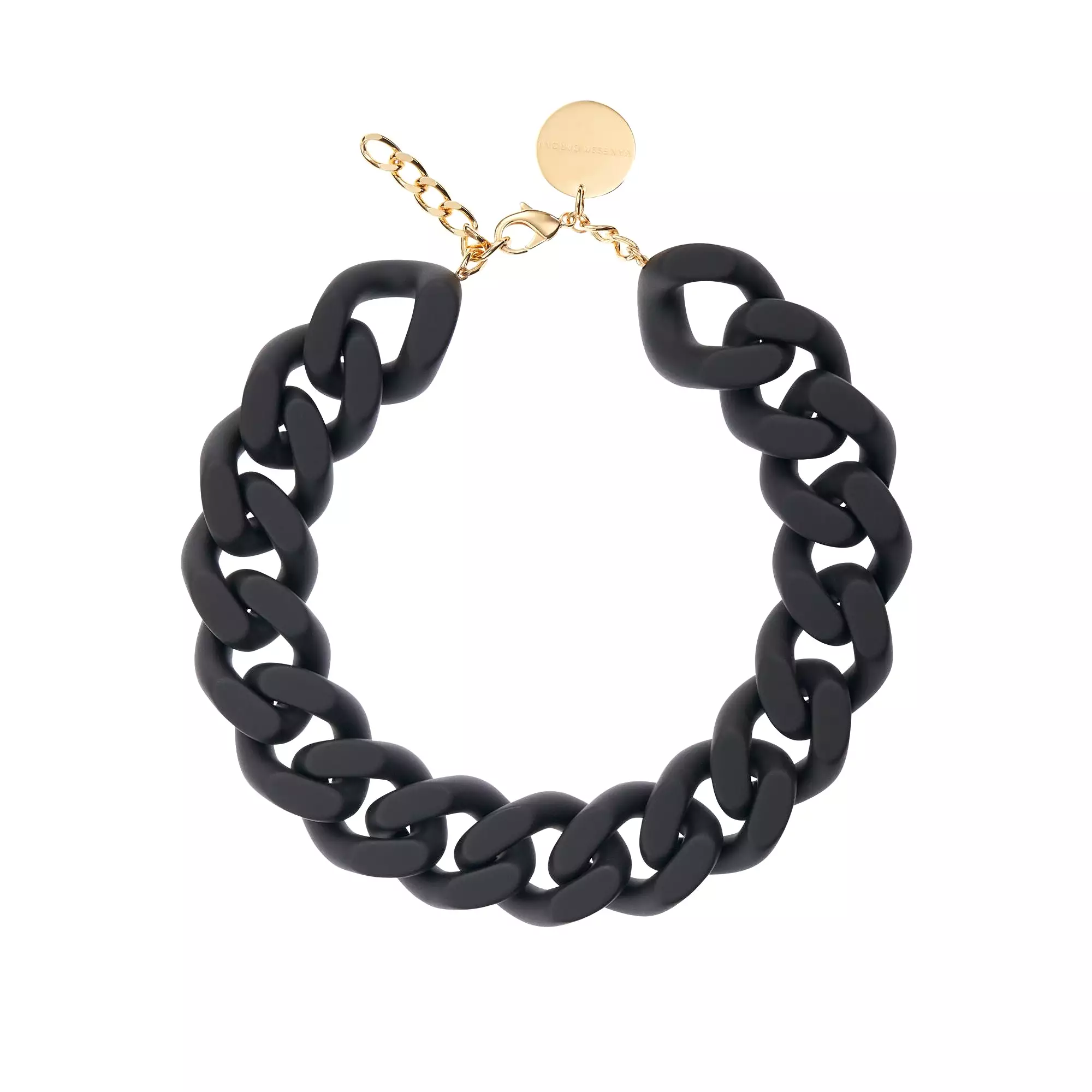 Vanessa Baroni Big Flat Chain Matt Black Necklace