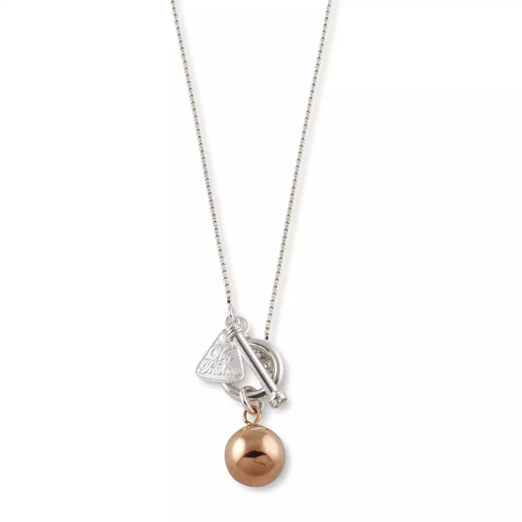 Von Treskow Box chain necklace with Rose Gold ball charm