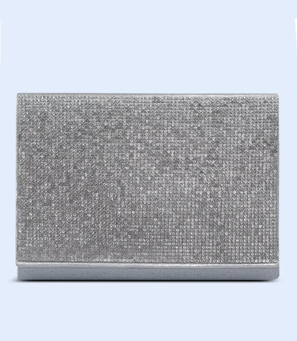 WB2605-SILVER-Women Snazzy Clutch