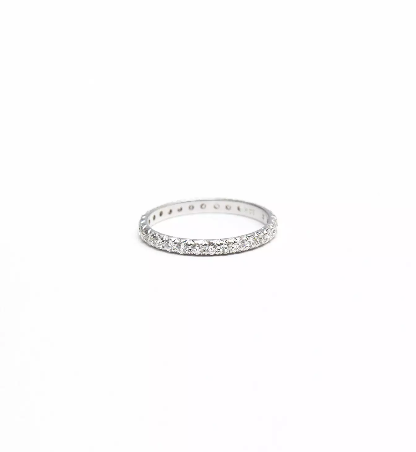 White Gold & White Diamond 2 mm Attelage French-Cut Pavé Band