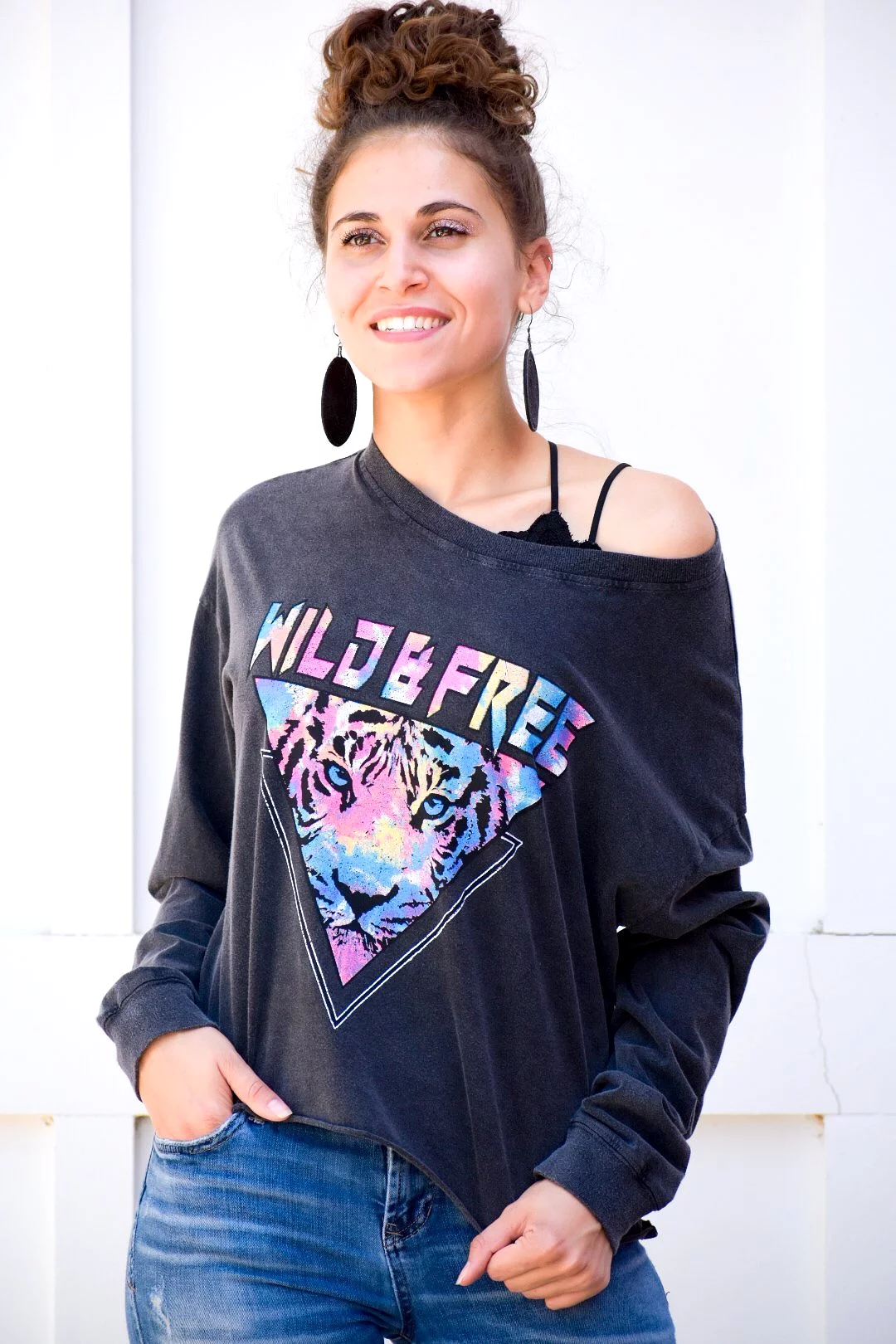 Wild and Free Multi Color Graphic Sweatshirt