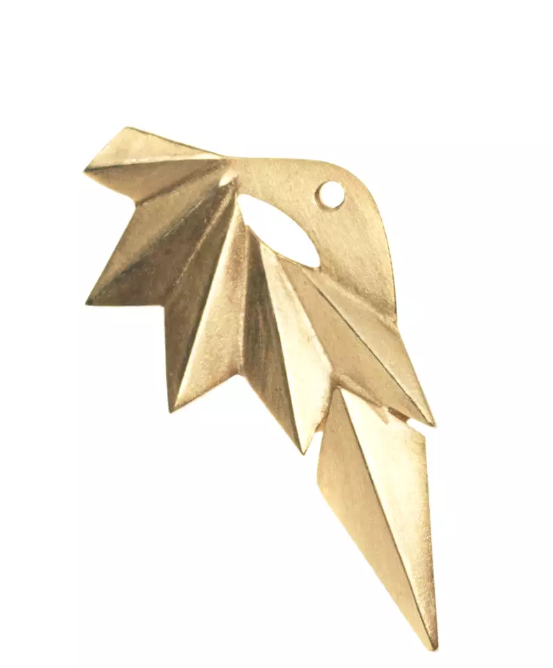 Wing Reverse Earring, Matte Gold