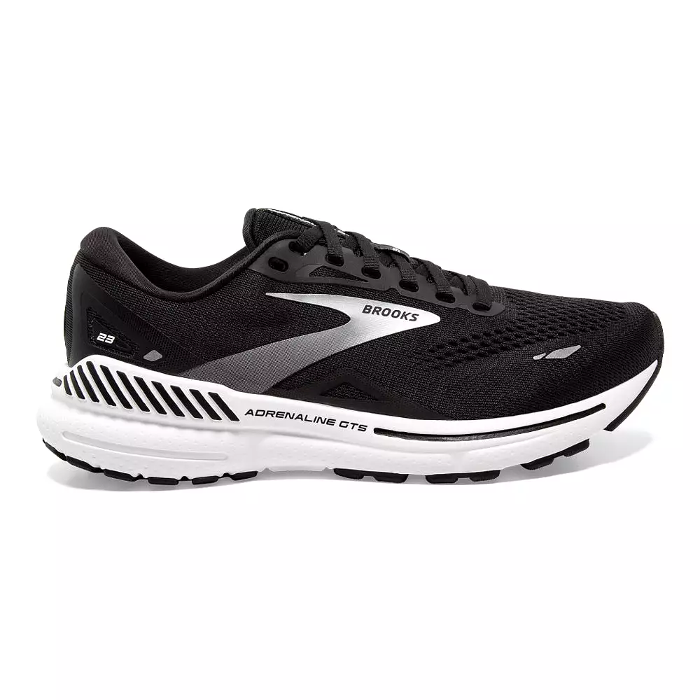 Women's Brooks Adrenaline GTS 23, Black/White/Silver, 8 D Wide