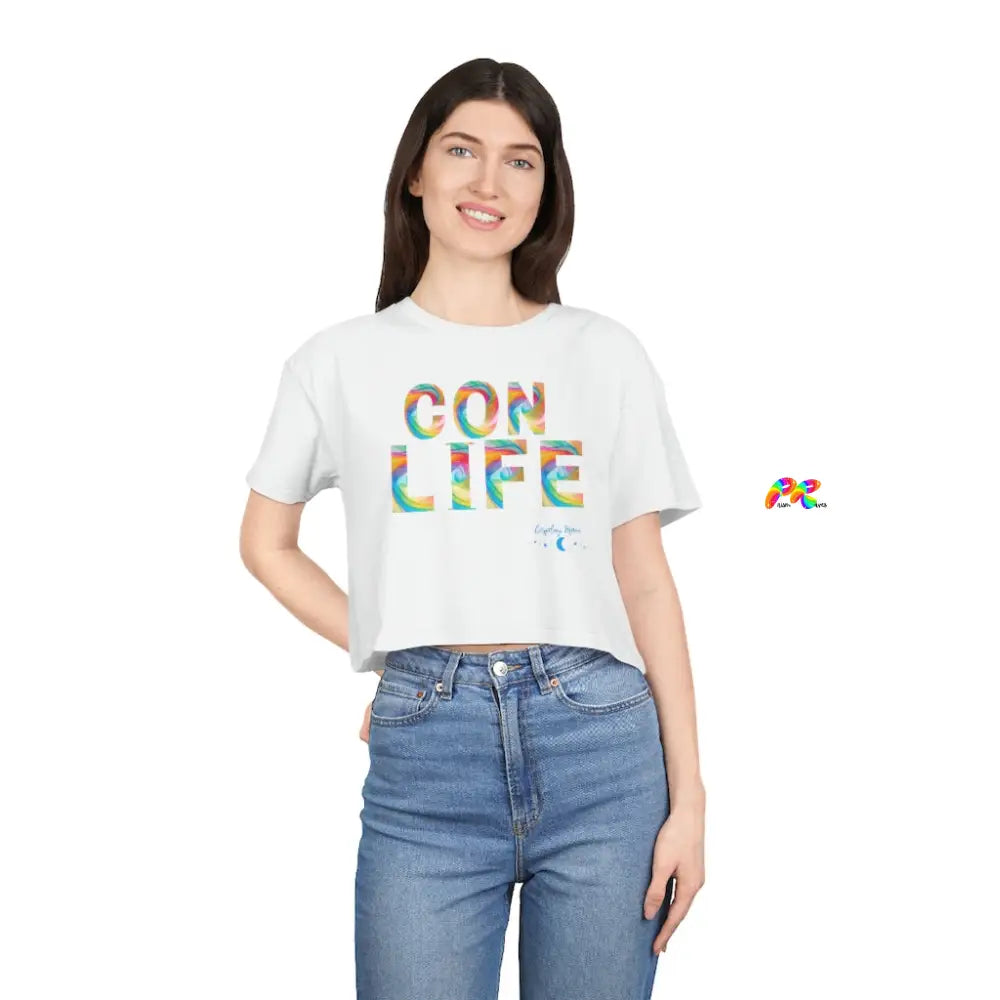 Women's Con Life Short Sleeve Flowy Crop Top