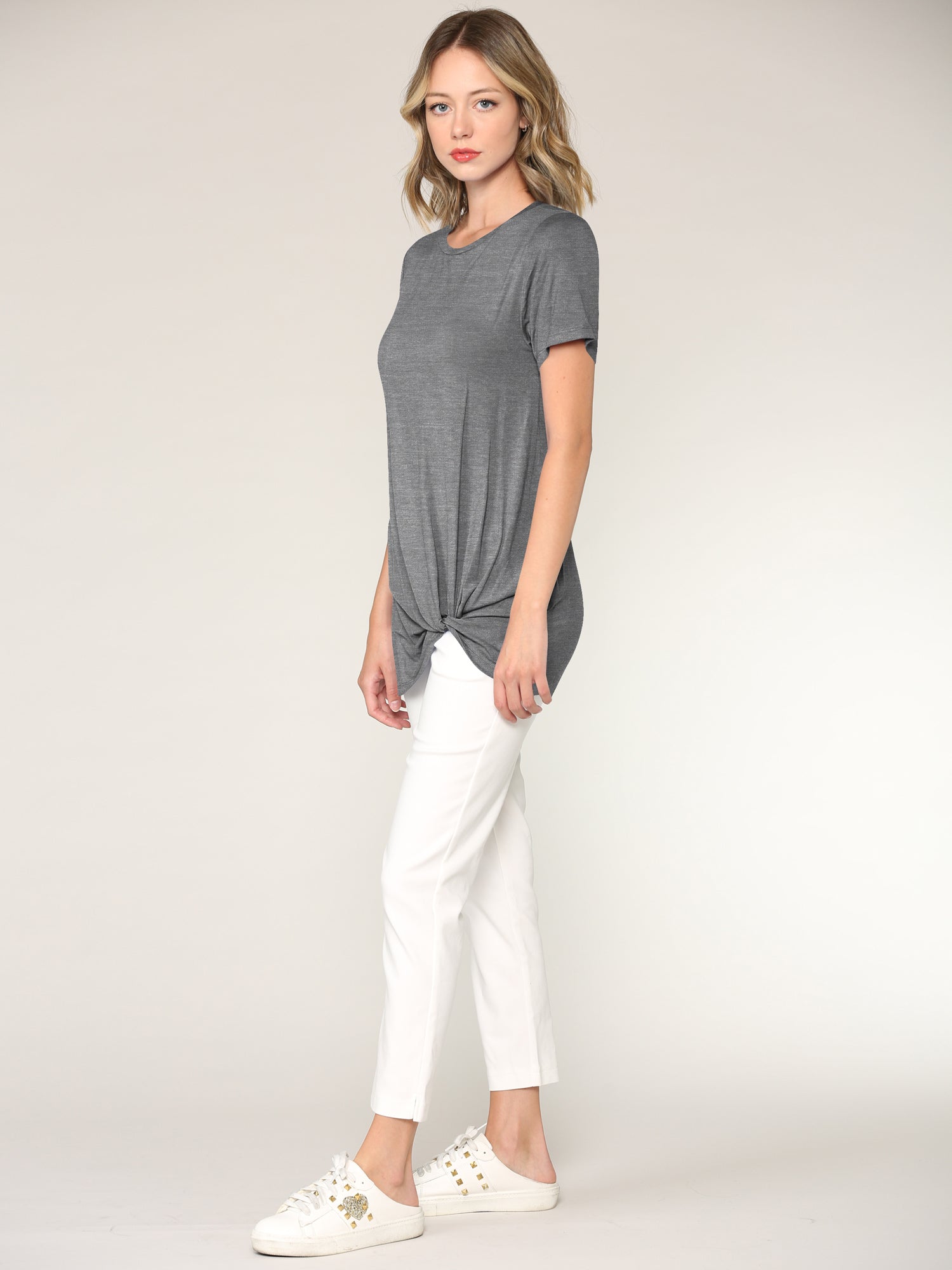 Women's Twist Front Short Sleeve Tunic Tee