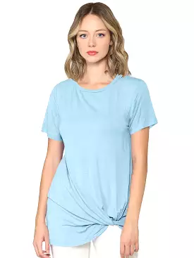 Women's Twist Front Short Sleeve Tunic Tee