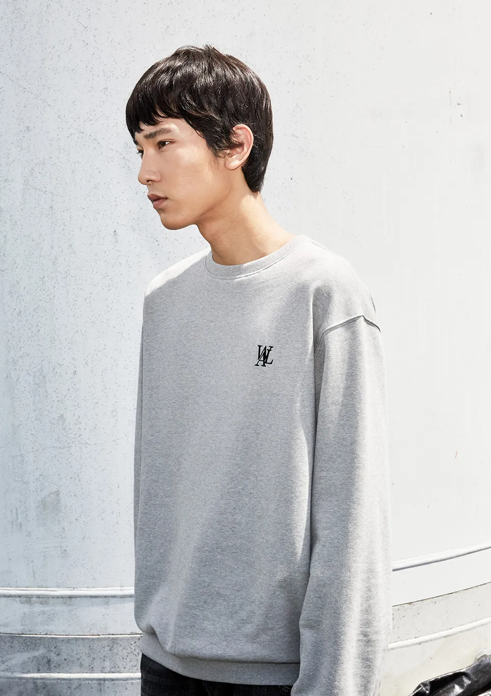 WOOALONG  |Crew Neck Unisex Street Style Long Sleeves Plain Cotton