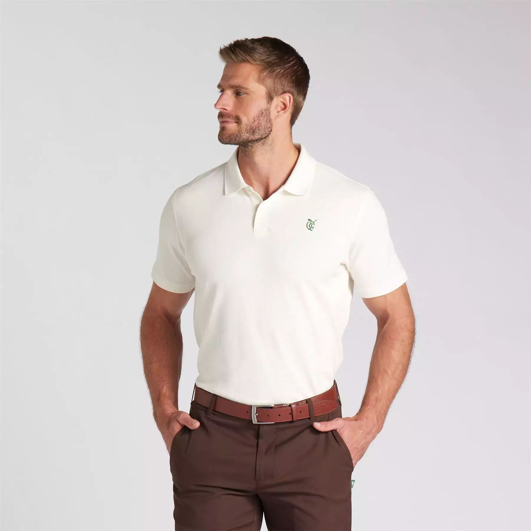 x QGC Post Round Polo Warm White - SS24